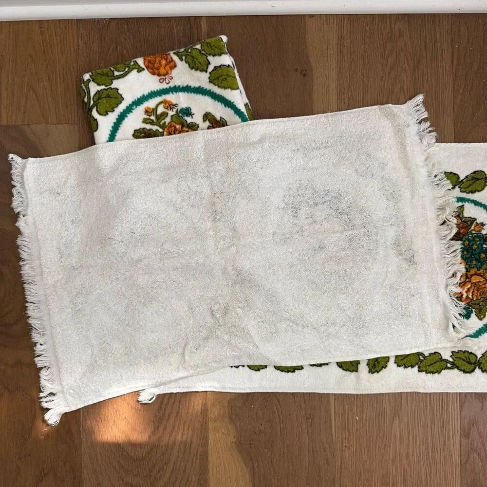 Vintage 70s 3 Cannon Groovy Checkered Bowl of Mushrooms Hand Kitchen Towels